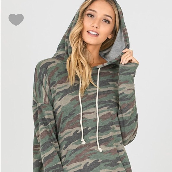 ❇️LAST 1 | BLAIR High Low Camo Hoodie | OLIVE CAMO - Picture 6 of 6
